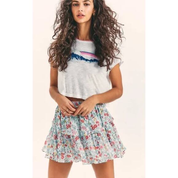 LoveShackFancy Dresses & Skirts - NWT Loveshackfancy Ruffle Mini Skirt - Ibiza Blue